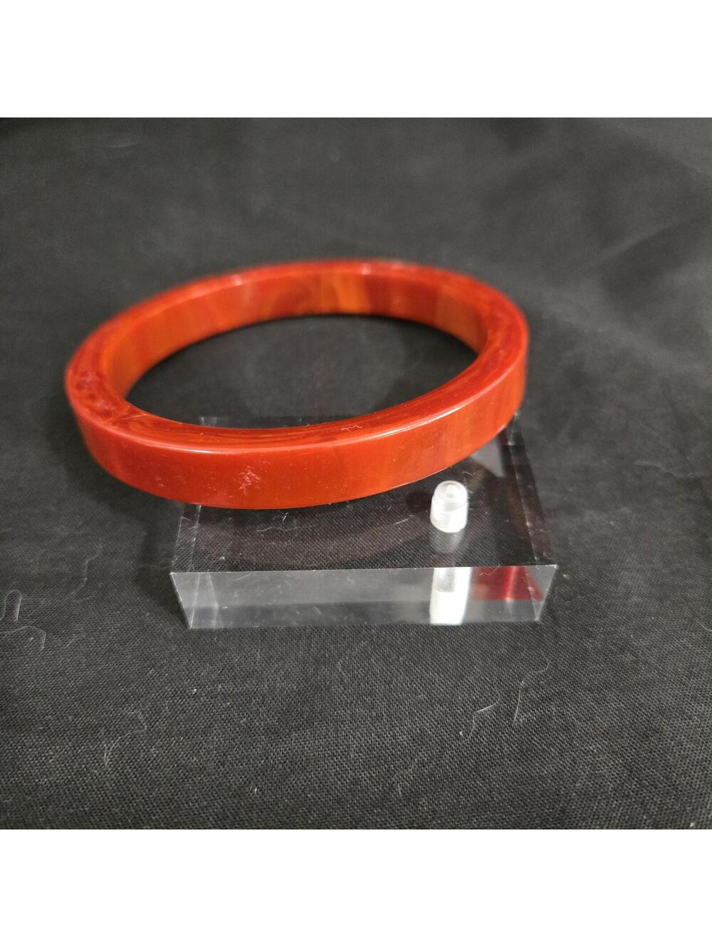 Vintage Red Orange Marbled Bakelite Bangle Bracelet 1930's 40's Catalin Tested